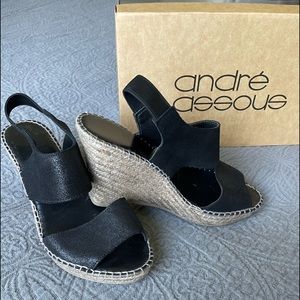 Andre Assous Black Metallic Slip On Sandals